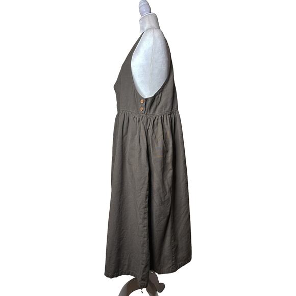 The Shanty Corporation Zhivago Pinafore Sleeveless Midi Dress Green L/XL - Picture 2 of 8